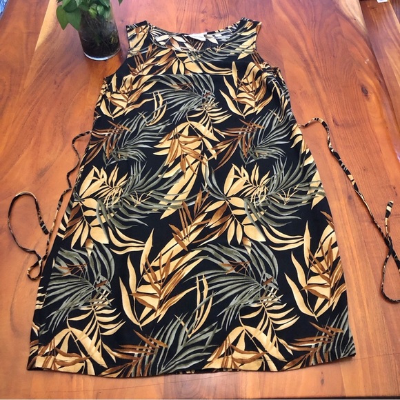 Vintage Tradition Tropical Floral Pattern Artsy Sleeveless Midi Dress. US 10. - Picture 3 of 9